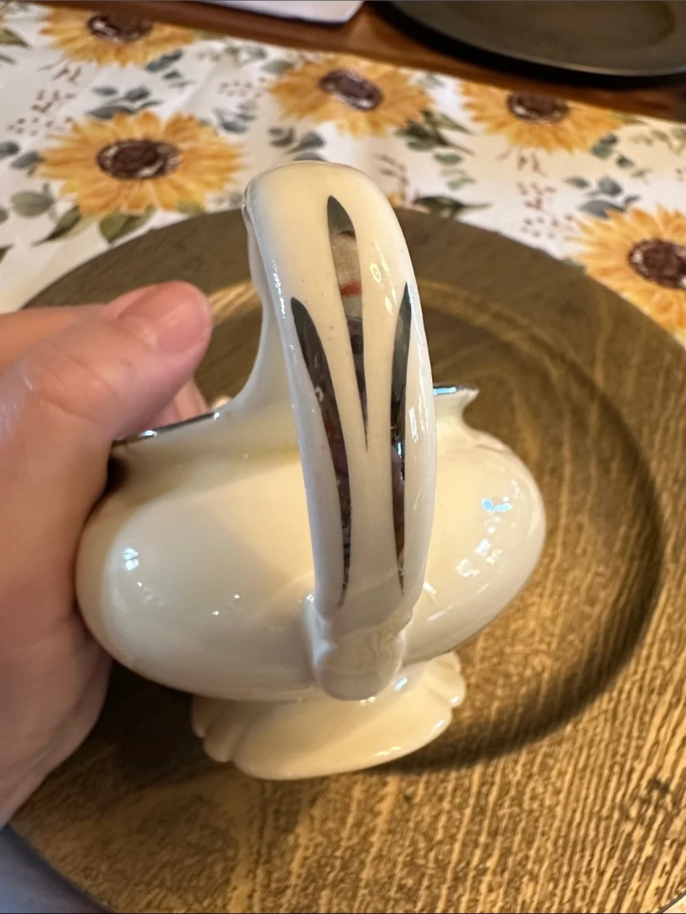 Homer laughlin Virginia  Floral Porcelain Gravy Boat with oval bowl